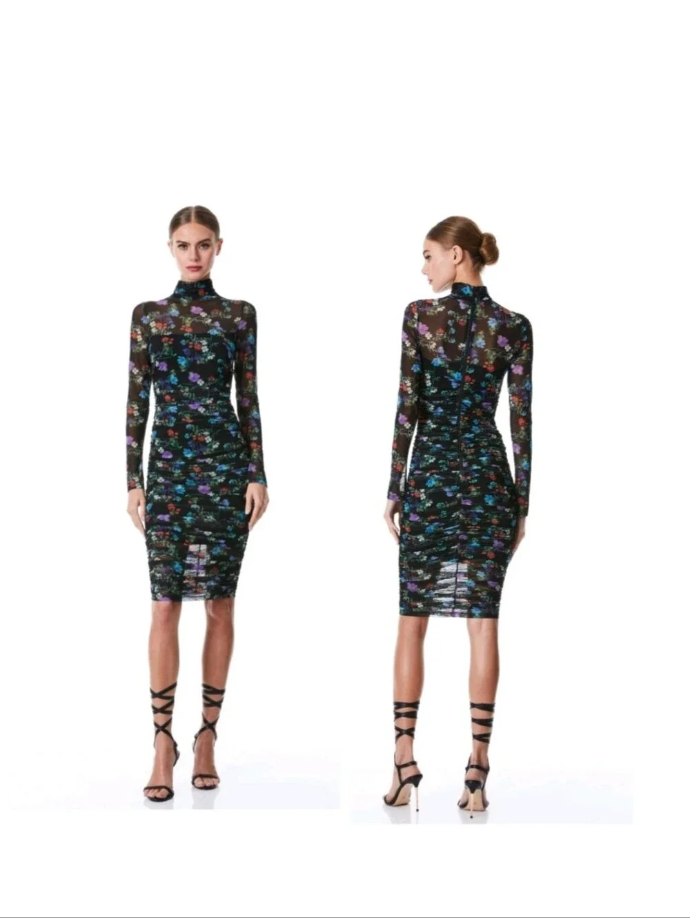ALICE + OLIVIA DELORA TURTLENECK LONG SLEEVE MIDI DRESS. Size 0 NWT $495